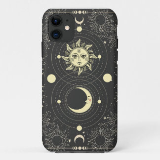Funda Para iPhone 11 Oscuro Estético Tarot Sun Moon Clouds
