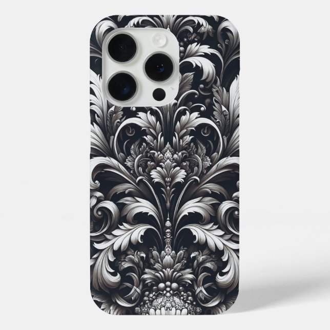 Funda De Case-Mate Para iPhone Oscuro Gótico Negrita Patrón Ornamental Floral (Reverso )