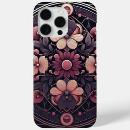 Funda Para iPhone 15 Pro Max Oscuro Romance Borgoña Art Deco Verano Floral