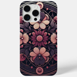 Funda Para iPhone 15 Pro Max Oscuro Romance Borgoña Art Deco Verano Floral