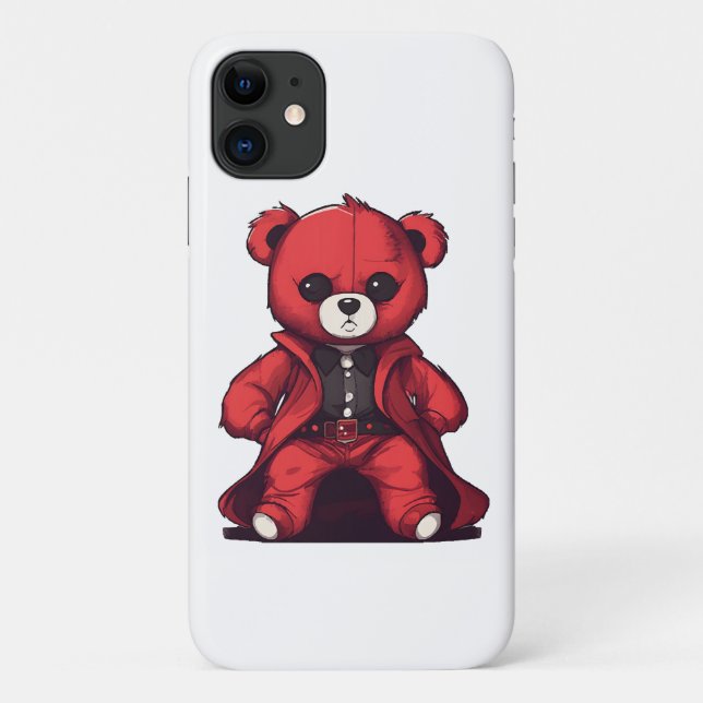 Funda De Case-Mate Para iPhone Osito lindo rojo chico (Reverso)