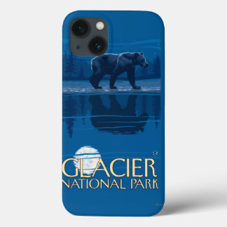 Funda Para iPhone 13 Oso a la luz de la luna - Parque Nacional Glacier,