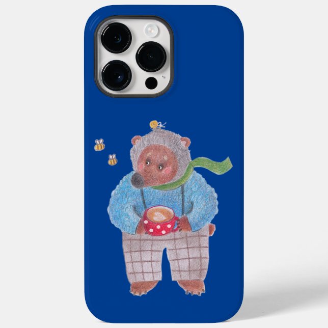Funda De Case-Mate Para iPhone Oso, abejas y capuchino (Reverso )