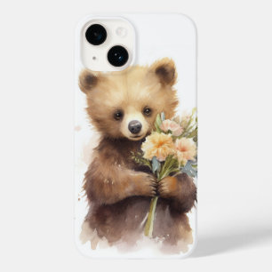 Funda Para iPhone 14 De Case-Mate Oso acuarela con un Bouquet