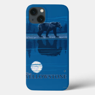 Funda Para iPhone 13 Oso bajo la luz de la luna - West Yellowstone, Mon
