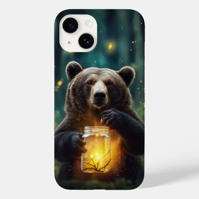 Funda De Case-Mate Para iPhone Oso Con Luciérnagas En Jar (Reverso )