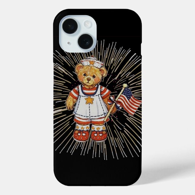 Funda De Case-Mate Para iPhone Oso de enfermería vintage con fuegos artificiales  (Reverso )