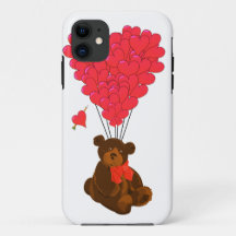 Oso de peluche y globos cardíacos