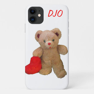 Funda Para iPhone 11 Oso de peluche y gran corazón rojo