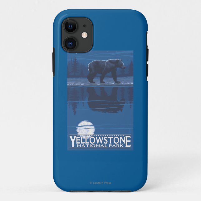Funda De Case-Mate Para iPhone Oso en claro de luna - parque nacional de (Reverso)
