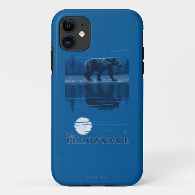 Funda De Case-Mate Para iPhone Oso en claro de luna - Yellowstone del oeste, (Reverso)