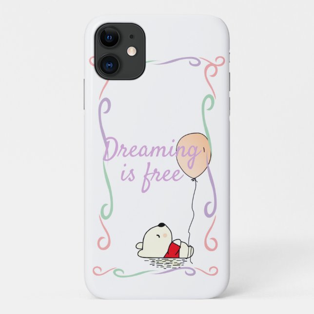 Funda De Case-Mate Para iPhone Oso libre de sueños con globos (Reverso)