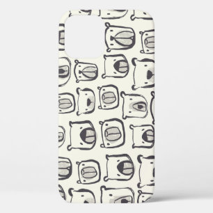 Funda Para iPhone 12 Oso lindo, patrón sin costuras dibujado a mano.