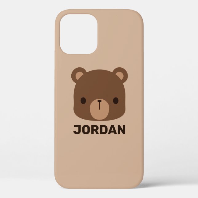Funda De Case-Mate Para iPhone Oso marrón lindo con nombre personalizado (Reverso )