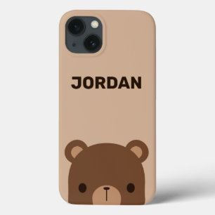 Funda Para iPhone 13 Oso marrón lindo con nombre personalizado