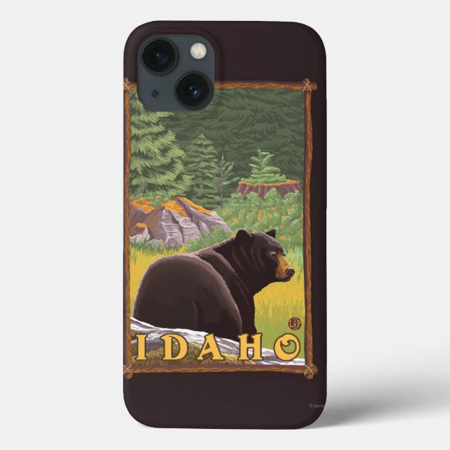 Funda De Case-Mate Para iPhone Oso Negro en el bosque - Idaho (Reverso)