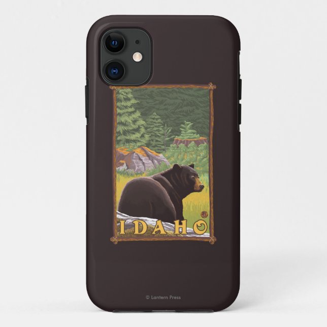 Funda De Case-Mate Para iPhone Oso negro en el bosque - Idaho (Reverso)