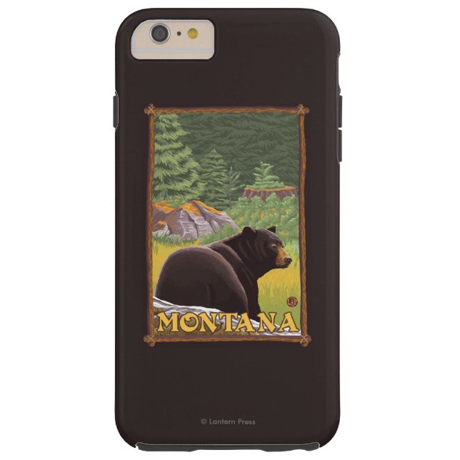 Funda De Case-Mate Para iPhone Oso negro en el bosque - Montana (Reverso)