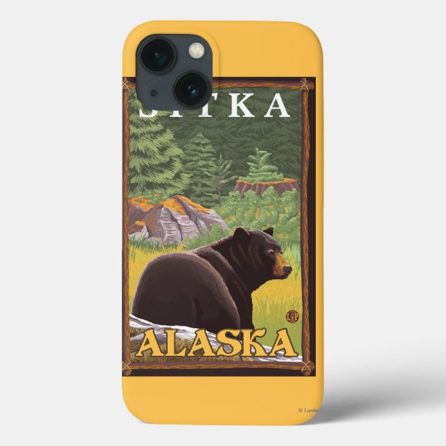 Funda De Case-Mate Para iPhone Oso Negro en el bosque - Sitka, Alaska (Reverso)