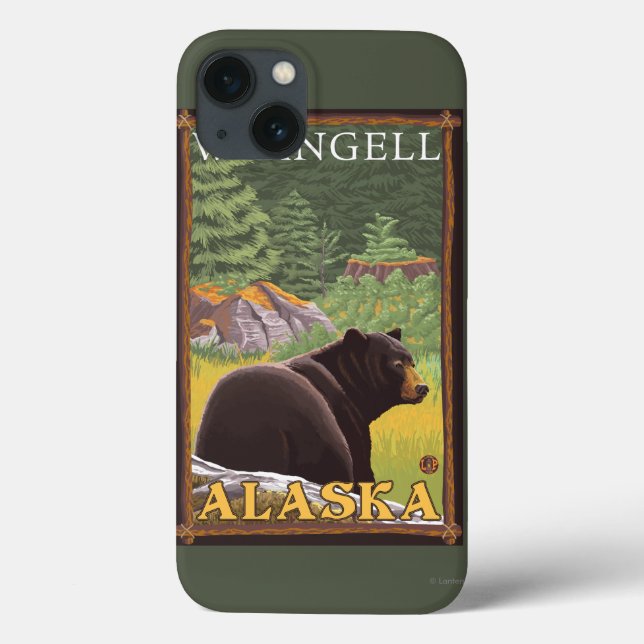 Funda De Case-Mate Para iPhone Oso Negro en el bosque - Wrangell, Alaska (Reverso)