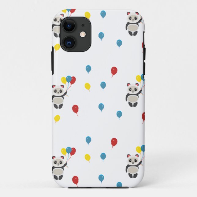 Funda De Case-Mate Para iPhone Oso panda con globos blanco (Reverso)