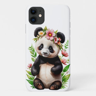 Funda Para iPhone 11 Oso Panda Transparente Con Flores
