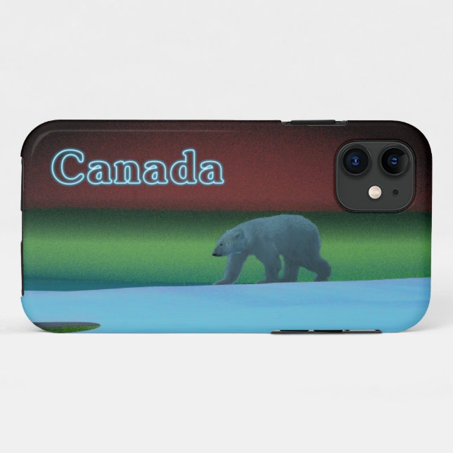 Funda De Case-Mate Para iPhone Oso Polar de Luces Polares (Reverso (horizontal))