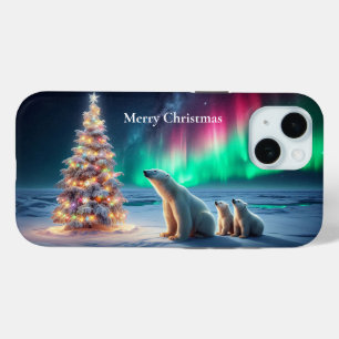 Funda Para iPhone 15 Oso Polar: Mamá se queda con el árbol de navidad d