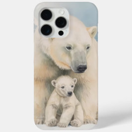 Funda Para iPhone 15 Pro Max Oso Polar y Cachorro Elegancia Ártica