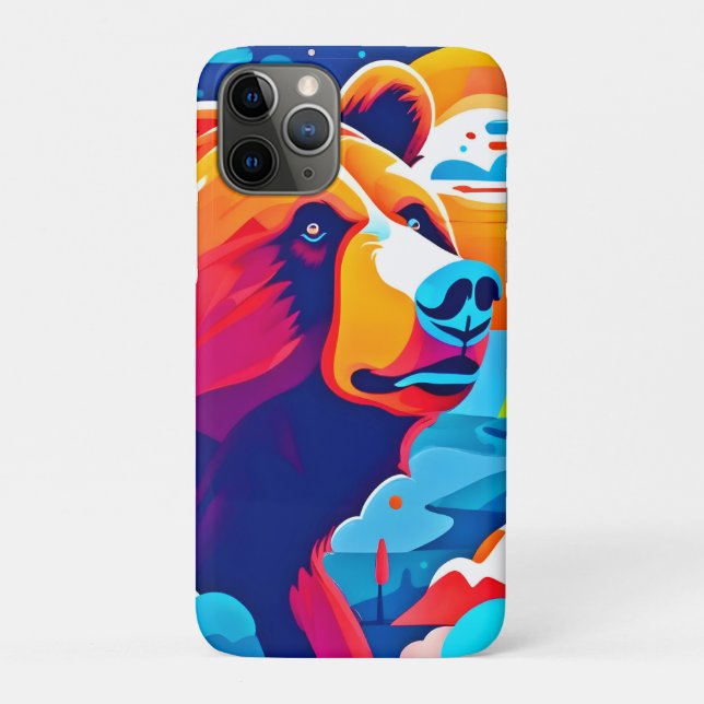 Funda De Case-Mate Para iPhone Oso vibrante, escena lunar (Reverso)