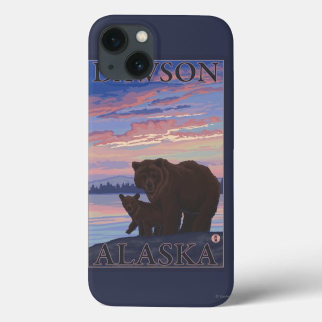 Funda De Case-Mate Para iPhone Oso y cachorro - Dawson, Alaska (Reverso)