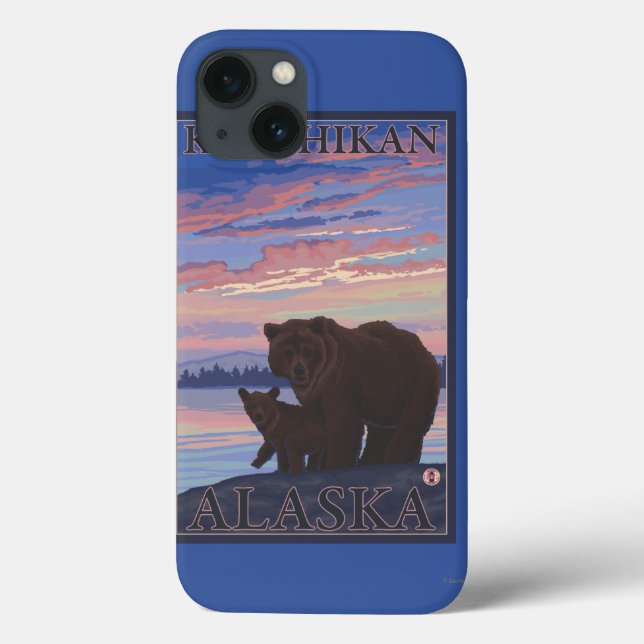 Funda De Case-Mate Para iPhone Oso y cachorro - Ketchikan, Alaska (Reverso)