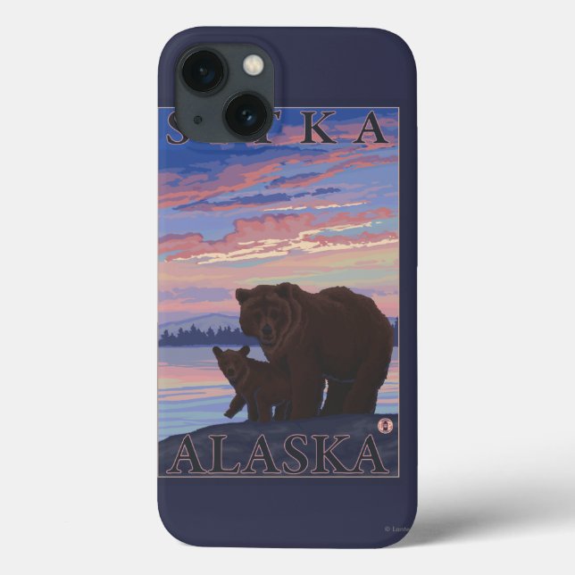 Funda De Case-Mate Para iPhone Oso y cachorro - Sitka, Alaska (Reverso)
