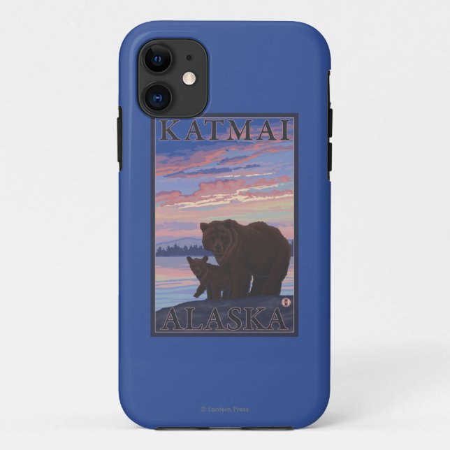 Funda De Case-Mate Para iPhone Oso y Cub - Katmai, Alaska (Reverso)