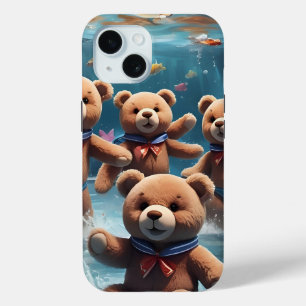 Funda Para iPhone 15 Osos de peluche nadando en una piscina de peces