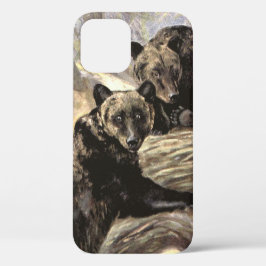 Funda Para iPhone 12 Osos Grizzly de CE Swan, Animales del Bosque Vinta