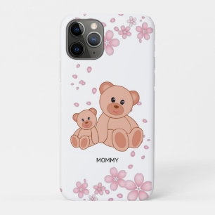 Funda Para iPhone 11 Pro Osos Lindos y Flores Rosas