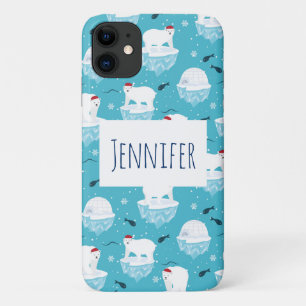 Funda Para iPhone 11 Osos polares cortos en el patrón de Navidades Sant