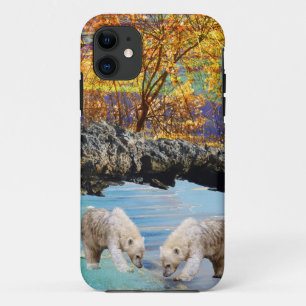 Funda Para iPhone 11 Osos Polares Jóvenes Curiosos,