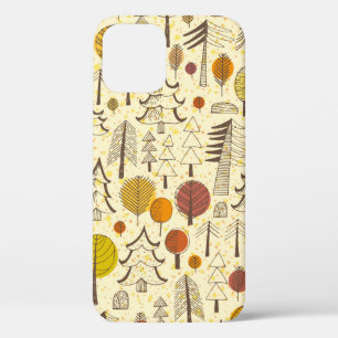 Funda Para iPhone 12 Otoño. Patrón sin foco con bosque, retroceso de ot