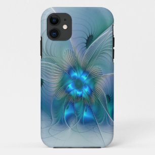 Funda Para iPhone 11 Ovaciones de pie, fractal azul turquesa abstracto