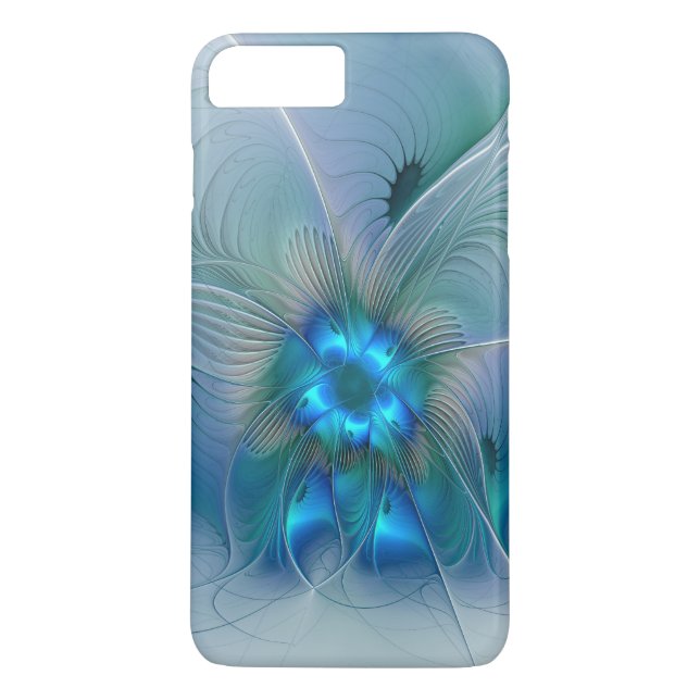 Funda De Case-Mate Para iPhone Ovaciones de pie, fractal azul turquesa abstracto (Reverso)