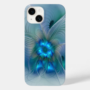 Funda Para iPhone 14 De Case-Mate Ovaciones de pie, fractal azul turquesa abstracto