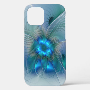 Funda Para iPhone 12 Pro Ovaciones de pie, fractal azul turquesa abstracto