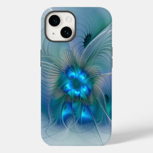 Funda Para iPhone 14 De Case-Mate Ovaciones de pie, fractal azul turquesa abstracto