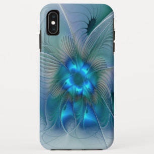 Funda Para iPhone XS Max Ovaciones de pie, Fractal turquesa azul abstracto