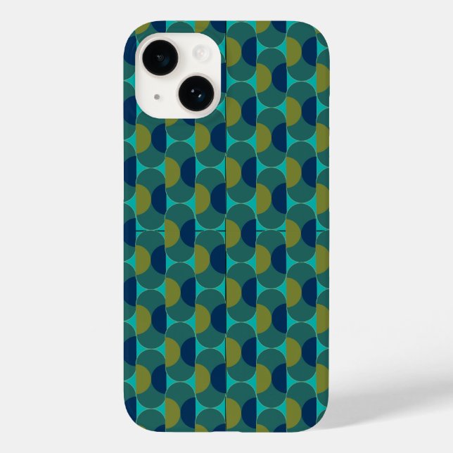 Funda De Case-Mate Para iPhone Ovales y semicírculos retro turquesa (Reverso )