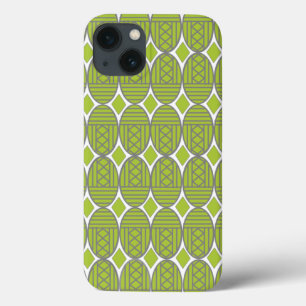 Funda Para iPhone 13 Ovalos de Art Deco Verde