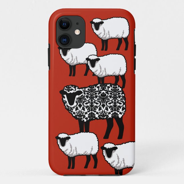 Funda De Case-Mate Para iPhone Oveja negra en rojo (Reverso)