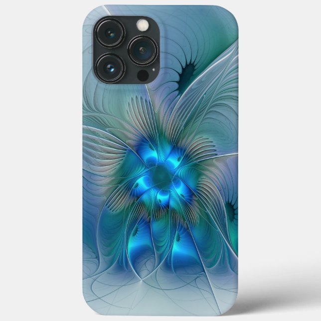Funda De Case-Mate Para iPhone Ovejas en pie, abstracto fractal turquesa azul (Reverso )